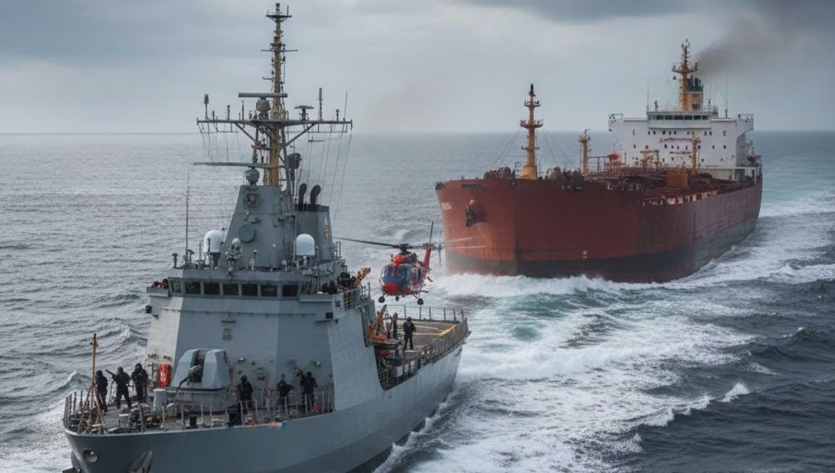 Us Coast guard seizing russian tanker