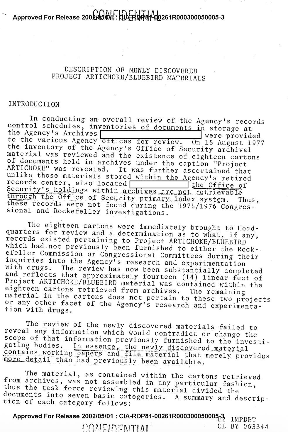 memo 1 from cia project artichoke