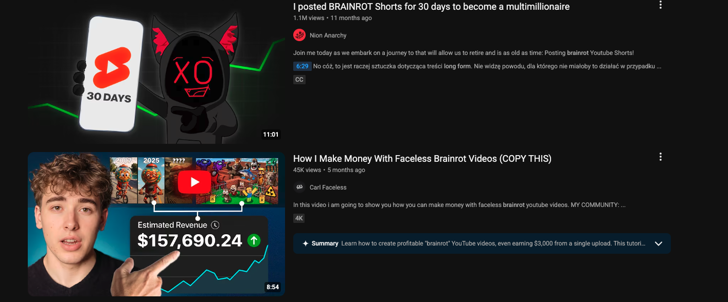 example of brainrot making money 2026