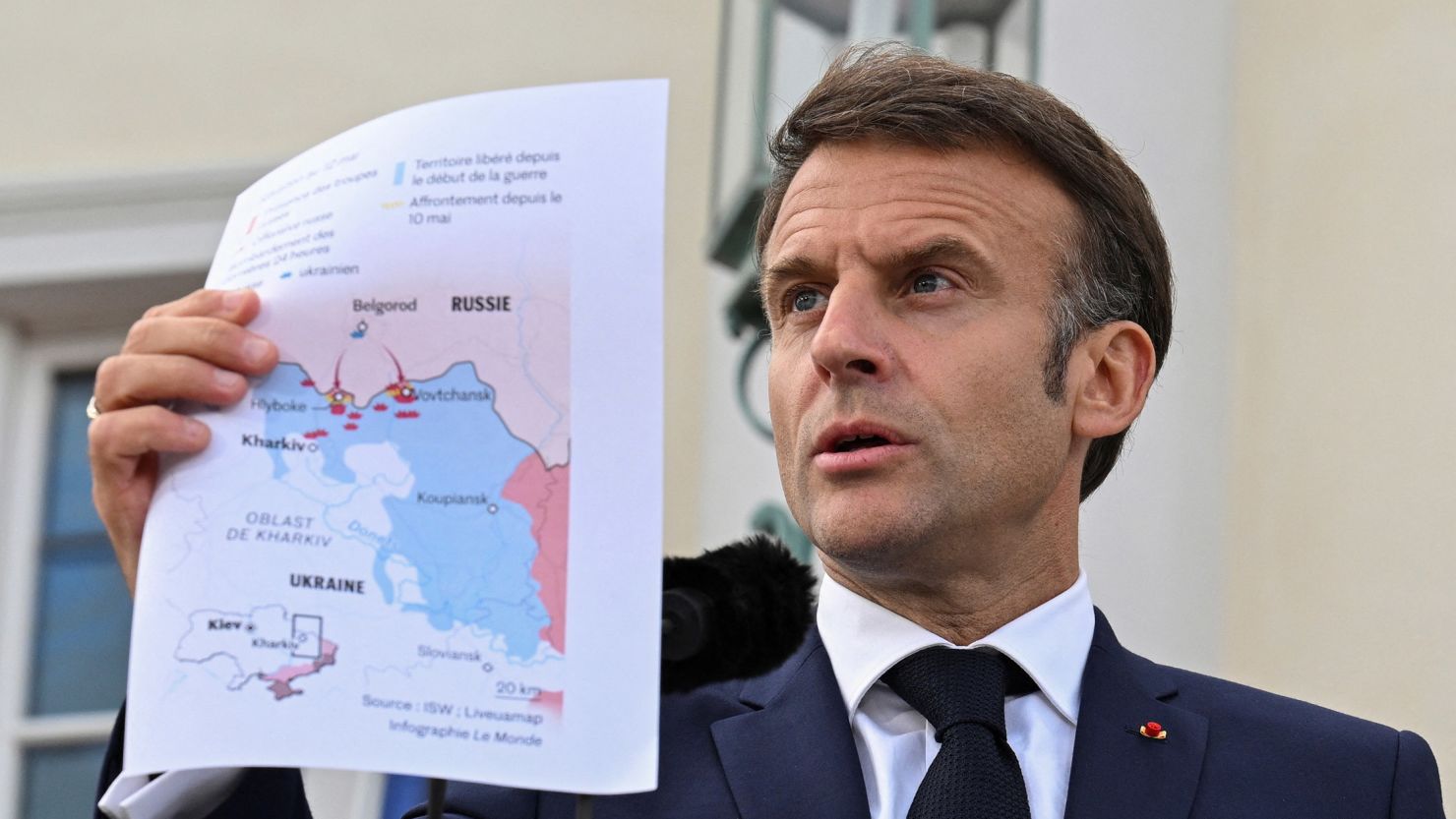 Macron holding map of ukraine
