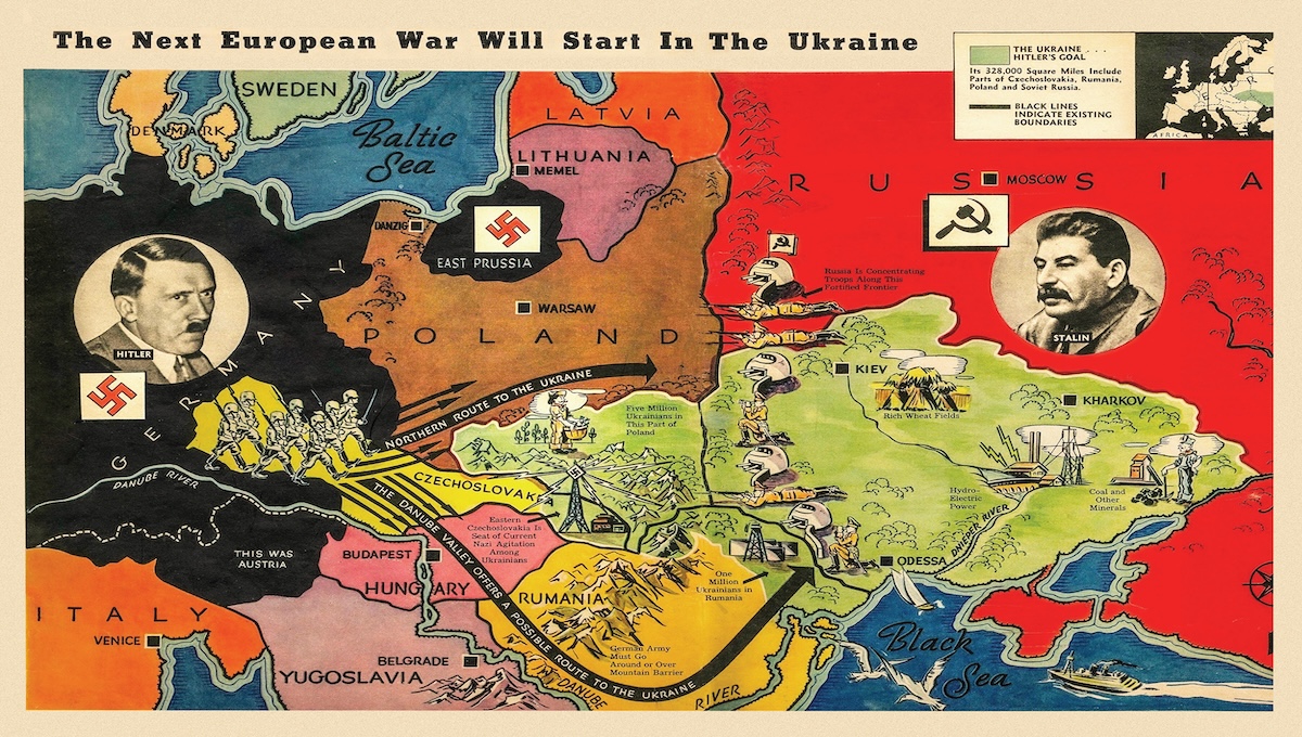 ukraine map durring ww2 showing germany and russia