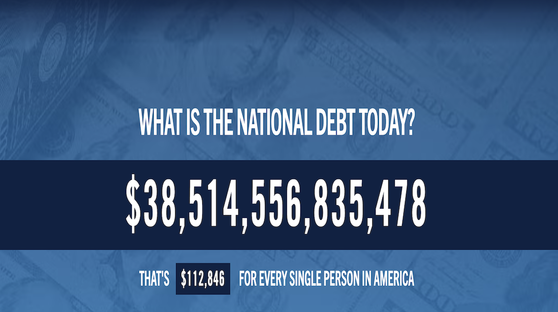 chart depiciting US 38 Trillion in debt